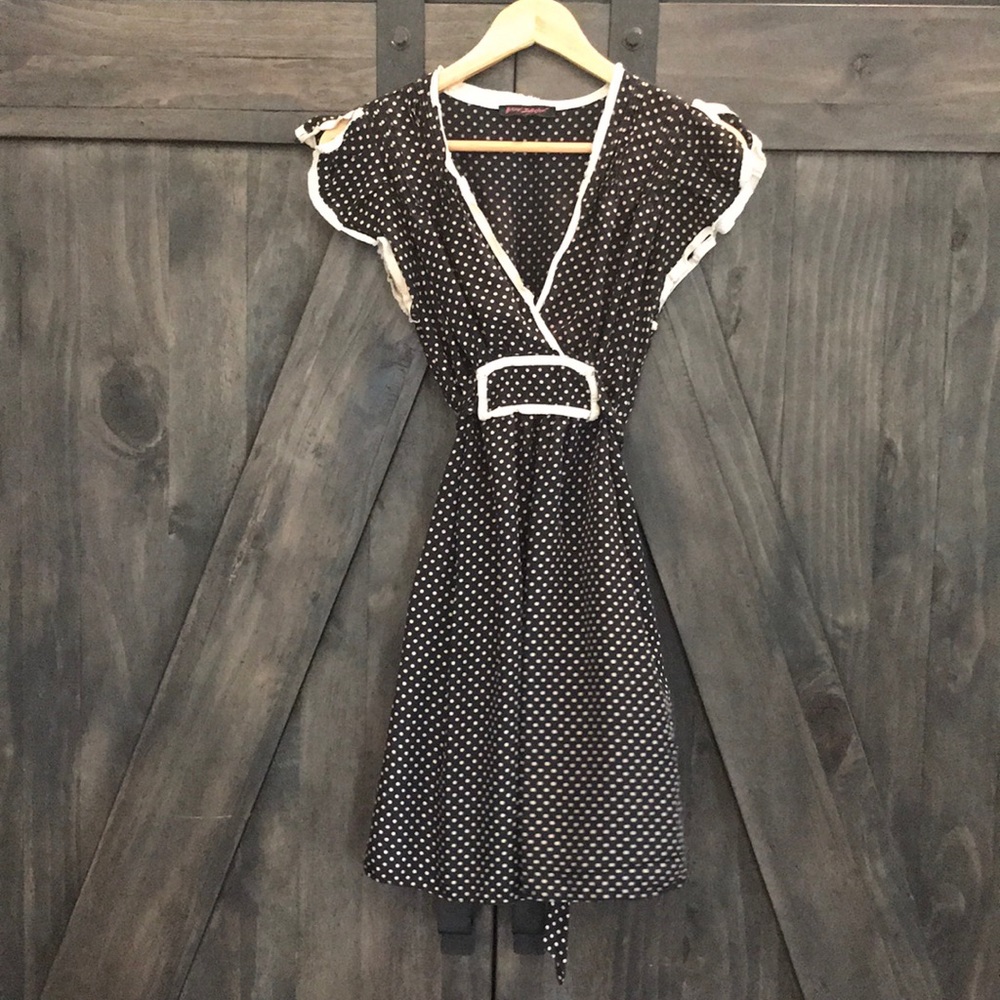 Betsy Johnson black polka dot dress.